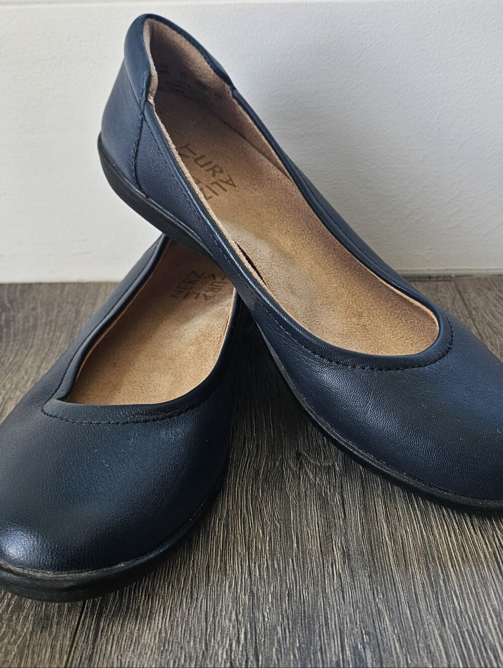 Naturalizer Flexy Blue Leather Ballet Slip On Shoes Size 6 M Round Toe